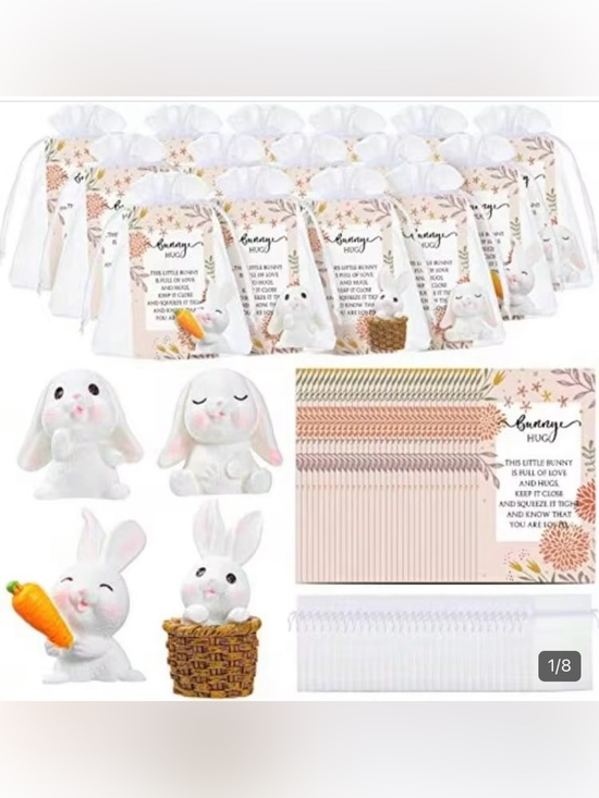 DFumete Other - DFumete Bunny Hug Party Favors - Set of 24 Bunnies, Cards, and String Bags